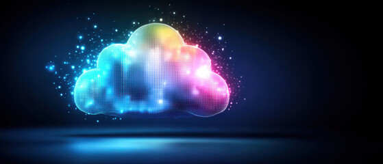 Poster - vibrant cloud with glowing dots symbolizes digital technology and innovation