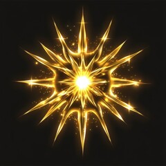 Poster - Vibrant sunburst emblem radiating luminous rays, perfect for digital designs, featuring a transparent background for versatile use.