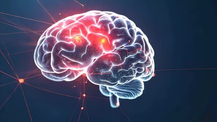 Poster - The artwork illustrates a glowing brain interconnected with vibrant particles in a dark background, symbolizing neural connections and mental processes vividly.