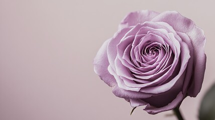 Fototapete - A single soft lavender rose against a muted taupe background, close-up shot, Minimalist style