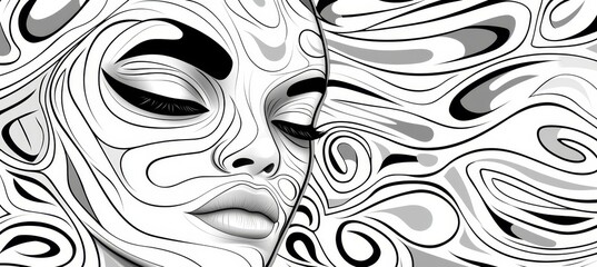 Wall Mural - Vector style coloring page featuring a single puppet outline on a white background