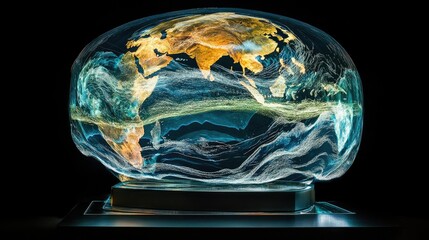 Poster - Stunning Visualization of Earth's Atmosphere and Ocean Currents in a 3D Globe, Showcasing Vibrant Colors and Dynamic Flow of Natural Forces Around the Planet