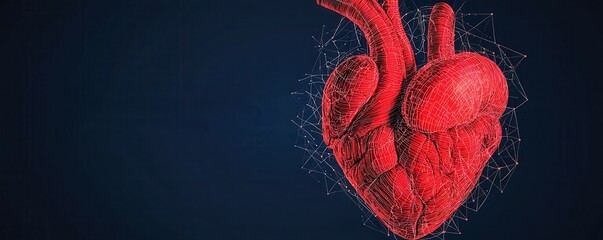 Poster - Heartbeat visualization medical science 3d render dark background digital concept art