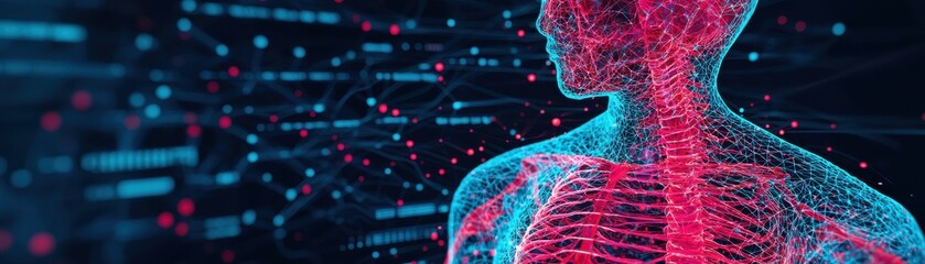 Poster - Exploring human anatomy visualization science lab infographic data modern technology digital environment