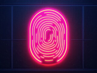 Poster - Digital fingerprint technology showcase futuristic environment neon art conceptual display night view