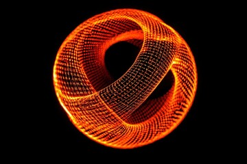 Poster - Dynamic orange light spiral abstract space digital artwork dark background artistic perspective energy concept