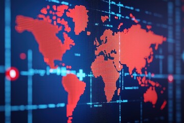 Poster - Analyzing global connectivity trends digital world map infographic technology high-tech environment data visualization