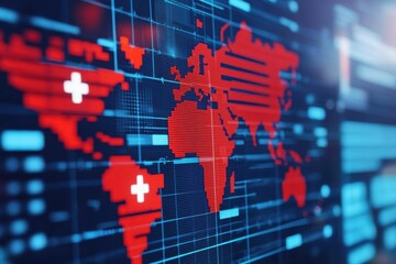 Poster - Mapping global data trends digital visualization technology hub urban setting aerial perspective analytics insight