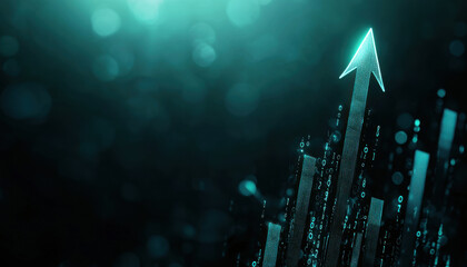 Poster - Digital growth arrow with data visualization and binary code