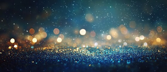 Poster - Abstract Background with Glittering Gold and Blue Lights, Perfect for Creative Projects and Stylish Designs