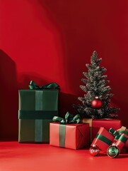 Poster - Festive Holiday Gift Pack with Christmas Tree and Presents