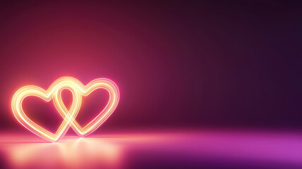 Poster - Intertwined glowing hearts in soft pink hues create romantic atmosphere