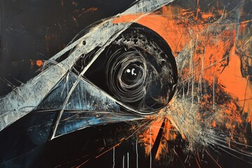 Poster - Abstract art piece featuring black and orange colors