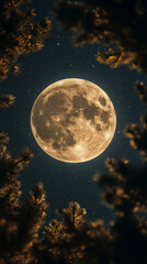 full moon winter night, winter evening