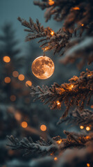 Wall Mural - Full moon winter night, winter evening