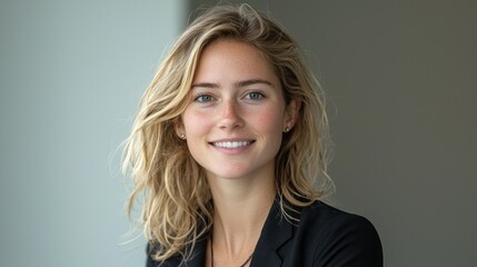Poster - A woman with blonde hair and a black jacket