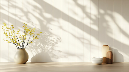 Poster - elegant floral arrangement with subtle shadows and light against a white backdrop