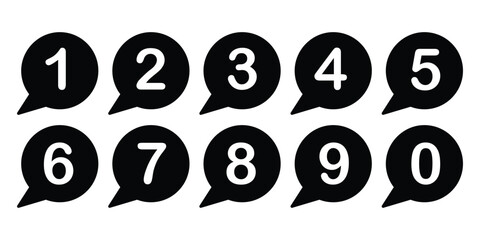 Fototapete - Number digit icon set. Black number digit icons isolated on white background. Numbering logo for ui apps and websites. Vector illustration.