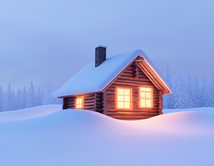 Poster - Winter Cabin Glow