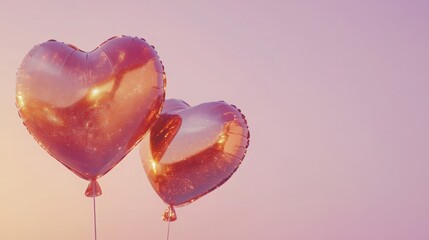 Aufkleber - Heart-shaped balloons gently sway in the breeze against a vibrant sunset sky. The warm hues create a romantic atmosphere, perfect for celebrations or special moments with loved ones.
