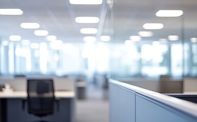 Poster - modern empty office space with blurred background and bright lighting, ideal for business, corporate