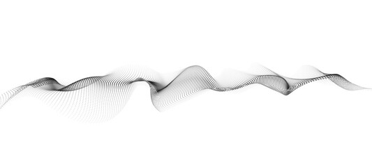 Fototapete - Wave of moving particles on a white background. Big data transfer. Abstract vector 3d illustrations.