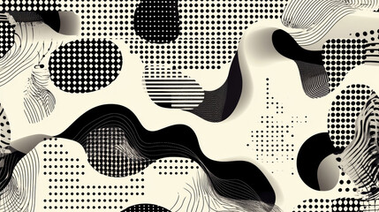 Poster - Abstract black and white patterns blend textures and shapes to create a dynamic visual experience for modern art enthusiasts