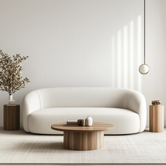 Poster - modern living room design featuring minimalist white furniture and natural decor elements in a well-