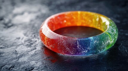 Wall Mural - Colorful Resin Bracelet on Dark Stone Surface for Fashion Accessory