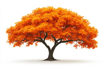 realistic maple tree with bright orange leaves stands out beautifully