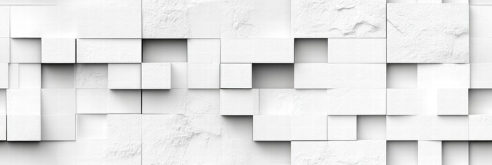 Poster - Abstract White Cube Structure with Random Shifted Blocks and Textured Surfaces for Modern Design and Artistic Backgrounds