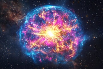 Poster - A vibrant explosion of supernatural colors and swirling energy, representing the transformative force and dynamism inherent in celestial phenomena.