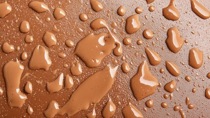 Poster - Brown drops of liquid on a brown surface. Color of the Year Mocha Mousse