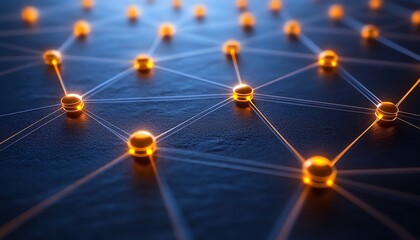 Poster - Intricate wireframe network connected by glowing dots, symbolizing the seamless communication and connectivity in the digital age