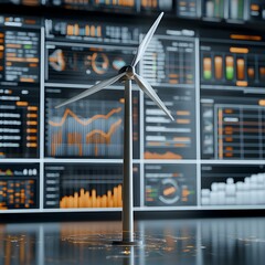 Poster - data analysis and charts featuring wind turbine technology focus