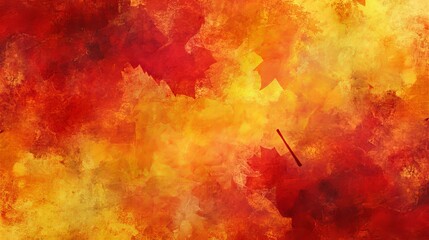 Wall Mural - grunge textured abstract autumn background with mottled leaf pattern in vibrant red, yellow, and ora