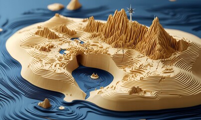 Poster - Detailed 3D Terrain Map Display for Geospatial Analysis and GIS