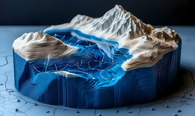 Poster - Detailed 3D Digital Terrain Map with Geodata Visualization