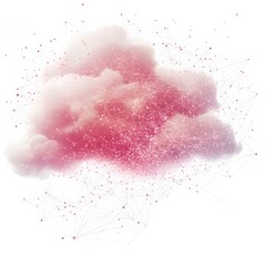 Poster - Digital Clouds and Interconnected Network Lines in Abstract Visualization