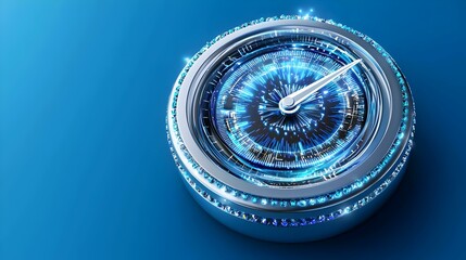 Poster - Digital Gauge Icon with Blue Lights and Isometric Design