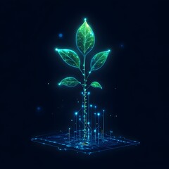 Poster - Digital Evolution Concept with Growing Plant and Technology Elements