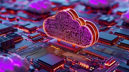 Poster - Cloud API Integration Concept with Circuit Board Design and Technology