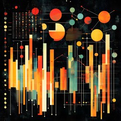 Poster - Abstract Data Visualization with Bright Colors and Geometric Shapes