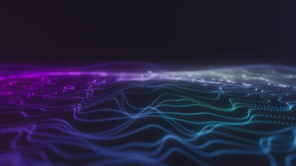 Wall Mural - Abstract Futuristic Digital Waves in Purple and Blue