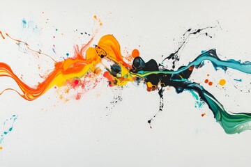 Aufkleber - A dynamic and expressive paint splatter featuring vibrant orange and black colors, against a bright background, representing passion and artistic chaos.