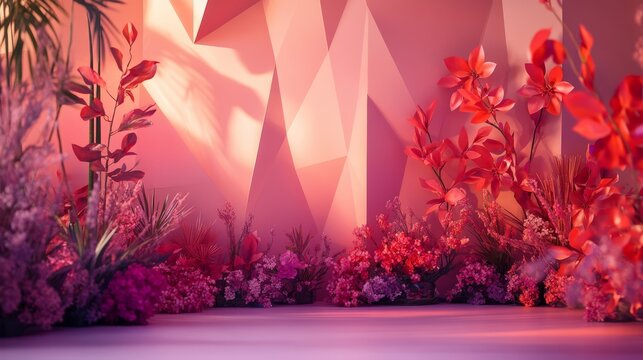 Vibrant decorative backdrop with geometric elements and customizable colors, ideal for weddings, celebrations, and themed events.
