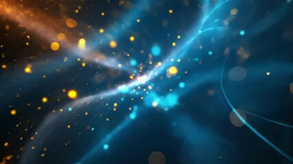 Poster - Abstract background representing big data flowing in cyberspace with glowing particles and a futuristic digital network for data transmission and storage
