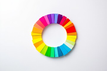 Poster - A detailed circular design composed of various segments of colored paper meticulously arranged, showcasing a harmonious blend of colors and textures in a neat pattern.
