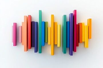 Leinwandbilder - A dynamic 3D composition of rainbow-colored bars in varying heights, representing diversity and energy. Perfect for abstract and modern art concepts.