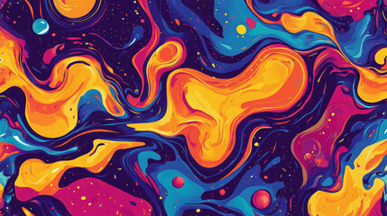 Poster - Colorful abstract design featuring vibrant swirls and bold patterns in shades of blue, yellow, orange, and purple